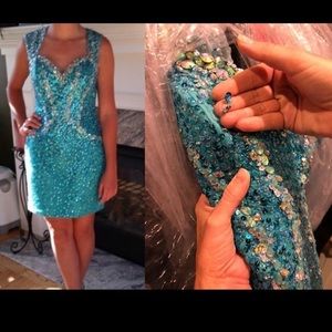 Blue beaded dress